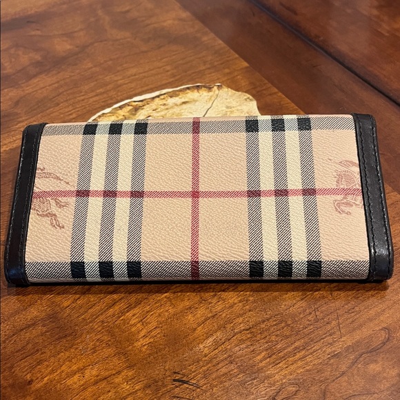 Burberry Beige  Check Continental  Coated Canvas Wallet / Chocolate Brown Trim - Picture 4 of 14